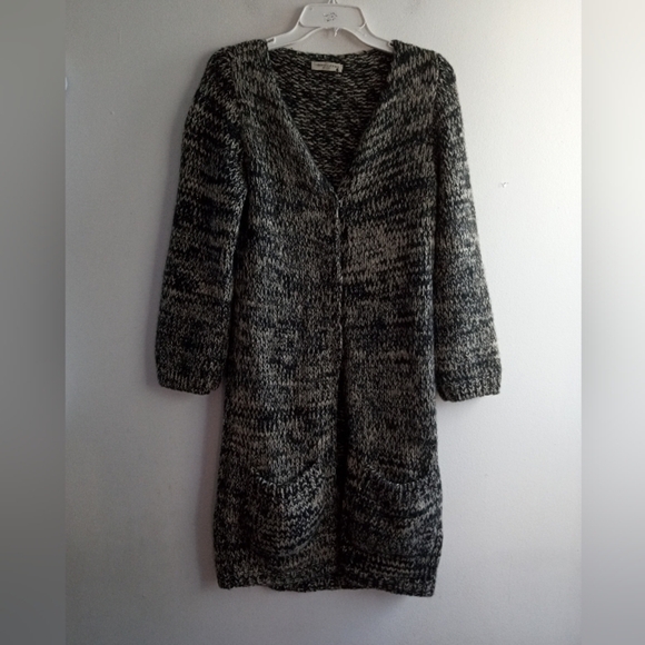 Roberto Collina  Black/White Merino Wool & Baby Camel Knit Midi Cardigan s Large - Picture 7 of 12